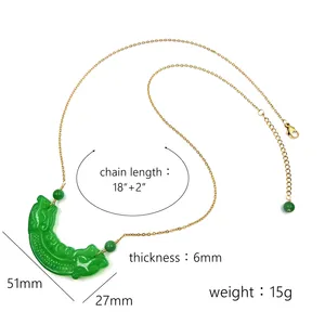 Csja — pendentif avec un smiley gravé à la main, collier doré, avec jade vert, sculpté à la main, personnalisé, cadeau pour maman, nouvelle collection, mode chinoise