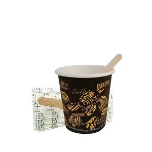 100 ecologico biodegradabile 90ml bicchieri di carta usa e getta con agitatori in legno e nero grafica caffè caldo/freddo Kit di bevande - Product Image 1