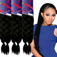 Extensions et perruques en cheveux synthétiques pré-étirés de 48 pouces, 180g, 2 paquets, texture Yaki, pour tresses, résistantes à l'eau chaude