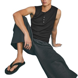 Custom <strong>Henley</strong> Style High Quality 100 % Cotton <strong>Men's</strong> Sleeveless Tank <strong>Top</strong> Hot Summer <strong>Top</strong> Casual Wear - Product Image 4