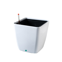 Pot de fleurs en plastique auto-arrosant avec indicateur de niveau d'eau, pot carré conique brillant pour la maison, le jardin, le balcon, le bureau
