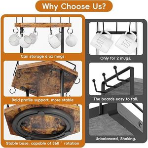 Wooden And Wrought Iron <b>Spice</b> <b>Rack</b> Double Layer <b>Rotating</b> Storage Tray Rustic Kitchen Organizer - Product Image 1
