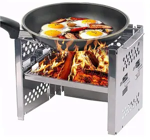 Camping & Hiking Products Camp Picnic Stoves,Foldable Compact Stainless Steel Wood Burning Stove for Camping Backpacking