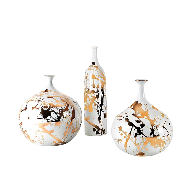 Luxus chinesische Hand farbe Gold Tinte Porzellan Keramik Innendekoration Vase