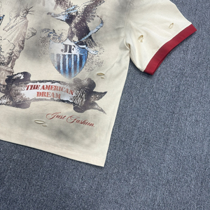 <span class=keywords><strong>Camisetas</strong></span> de <span class=keywords><strong>Hombre</strong></span> de Algodón 100% de Alta Calidad, Cuello Redondo, Color Beige, Impresión DTG Personalizada, Estilo Holgado y Desgastado - Product Image 3