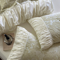 Ensemble de literie quatre pièces personnalisable en coton polaire long style princesse, imprimé rétro style français, patchwork plantes et fleurs