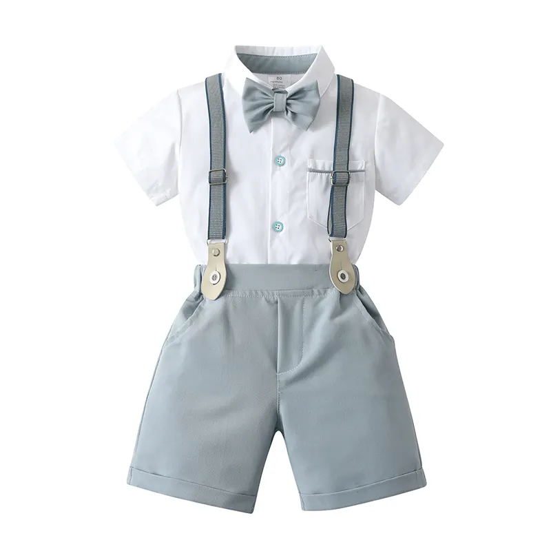 New Phong Cách Đẹp Trai Mùa Hè Bãi Biển Thiết Lập Sinh Nhật Bên Bé Trai Quần Áo Bộ 95% Cotton Kid Trang Phục Chính Thức Phù Hợp Với