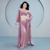 Ensemble de costumes de danse du ventre, haut et jupe, pour femmes, costume de danse du ventre pour la scène, costume d'entraînement, vêtements de performance