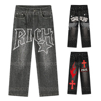 Jeans skater et streetwear hip-hop pour hommes pantalons amples de danse et de skateboard pantalons décontractés en denim délavés à l'acide jeans baggy personnalisés pour hommes