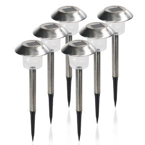 Lampe solaire LED colorée en acier inoxydable pour pelouse, éclairage décoratif extérieur pour cour, lumière blanc chaud, interrupteur manuel, modèle 015 - Product Image 4