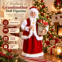Figurine de Père Noël pour la fête de Noël, figurine de la Vraie Grande-Mère Noël tenant un sac cadeau, en velours rouge, décoration de table pour la maison, vente en gros, fabricant