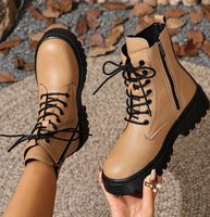 Bottines à lacets à semelle épaisse pour femmes
