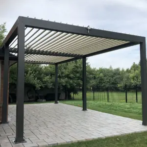 Hoge Kwaliteit Moderne Automatische Patio Tuinhuisje Terras Outdoor Bogen Bioclimatic Aluminium Pergola Opening Gemotoriseerde Dak
