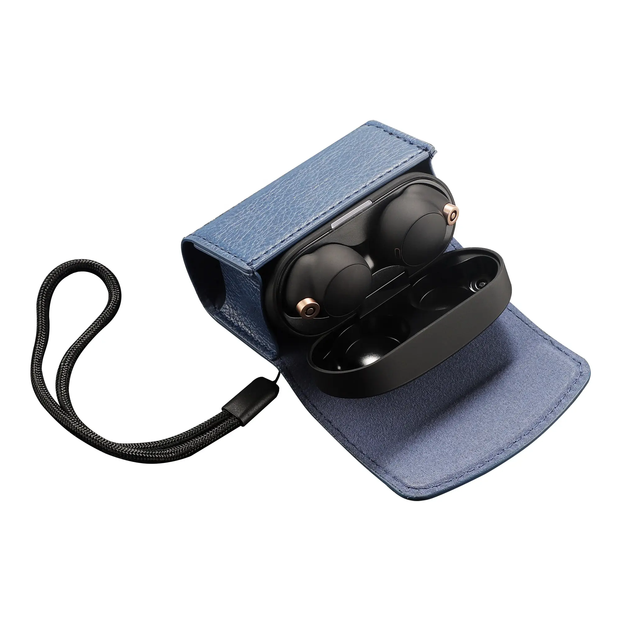 Funda protectora para auriculares SONY WF-1000XM4, bolsa de almacenamiento portátil de cuero, con cancelación de ruido, color azul