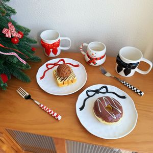 Plato de cena de cerámica en relieve INS coreano, lazo incrustado, desayuno, pan, pastel, Pasta, postre, fruta, ensalada, bandeja para servir, vajilla de fiesta - Product Image 6