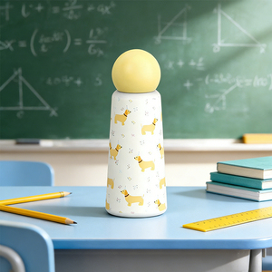 Botella de Agua Térmica de Acero Inoxidable 316L, Diseño Infantil con Tapa Decorativa, Portátil para Estudiantes, Mantiene el Calor por 12 Horas - Product Image 5