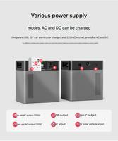 Station d'alimentation portable à batterie lithium LiFePo4 de stockage d'énergie UPS triphasé CC extérieur 1 kWh avec type C solaire pour usage domestique