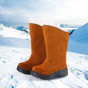 Mongolian <b>Leather</b> Snow <b>Boots</b> Men Thick Wool Warm Winter <b>Work</b> <b>Boots</b> High Top Mid Heel Solid Color - Product Image 3