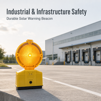 Feu de signalisation routière solaire LED JLD-51 ambre en plastique, haute intensité, réflecteur prismatique, étanche IP65, à montage au sol