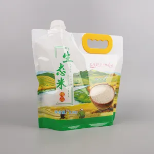 Bolsa de plástico para arroz, bolsa de pie personalizada de fábrica, transparente e innovador, 1KG/2,5 KG