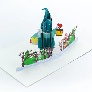 Artisanat de luxe 3D Pop Up Carte de voeux de Noël | Carte-cadeau de vacances découpée au laser personnalisée | Carte décorative en papier artisanal en gros - Product Image 1