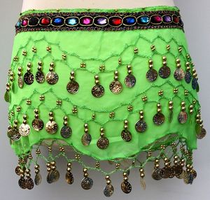 Jupe de <span class=keywords><strong>danse</strong></span> orientale à 3 rangs de pièces de monnaie, jupe de <span class=keywords><strong>danse</strong></span> <span class=keywords><strong>indienne</strong></span> en mousseline, foulard enveloppant avec pierres précieuses - Product Image 3