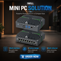 Mini PC Tanpa Kipas Generasi ke-14 Core Ultra 5, 8 Port LAN 2.5G, Mendukung Komputer Mini HD DP C Tiga Layar untuk Industri, Pilihan US/EU/JP