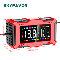Chargeur de batterie de voiture 12V pour camion et moto, chargeur de batterie intelligent automatique universel 12V 10A pour batteries Lifepo4, plomb-acide, EFB, AGM, GEL