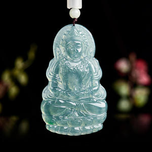 หยกธรรมชาติสีน้ำเงิน หยกพระอวโลกิเตศวรา จี้หยกสไตล์จีน ดีไซน์ดั้งเดิม ของขวัญพร้อมใบรับรองการประเมิน GY40 - Product Image 1