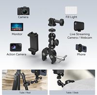   Kit de fixation pour caméra, bras articulé avec pince, super pince avec filetages antidérapants, pour GoPro, webcam, caméra
