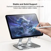 360 °   Support de bureau pliable et rotatif en métal réglable de 4 à 15 pouces pour tablette et téléphone portable, support pour iPad Pro Air Mini