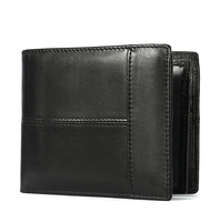 Dompet Pria Kulit Asli Klasik Model Lipat Tipis Kapasitas Besar dengan Slot Kartu dan Jendela ID untuk Pria