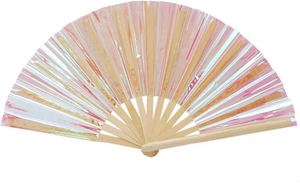 Exclusive Lucid Warrior Fluid Fantasy Iridescent Festival PVC Custom Bamboo Hand Fan - Product Image 4