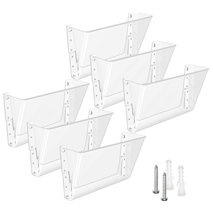 MaxGear 6 pack 13x4x7 inches acrylic plastic Wall Organizer mail organizer wall mount organizer magazine file holder