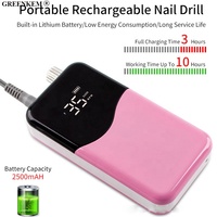 Nouveau 45W 2 en 1 Hybrid 35000RPM Portable Desktop Nail Drill Machine Rechargeable Portable Pink Electric Nail Drill