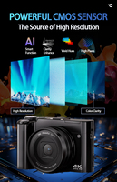 Kamera Mini Point and Shoot Ultra HD 64MP dengan Pengaturan Ganda, Flash Pop-Up & Anti-Goyang, Gaya DSLR untuk Perjalanan, Peralatan Video