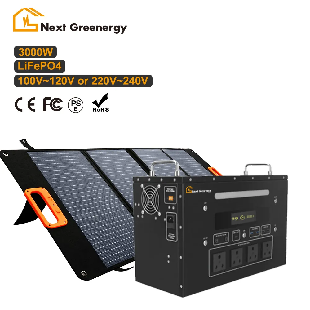 NextGreenergy 3000 Вт, оптовая продажа, солнечная батарея, инверторная система, портативная солнечная энергетическая система для кемпинга, дома