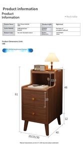 Nuovo Comodino in Stile Cinese con <span class=keywords><strong>2</strong></span> Cassetti e Ripiano Aperto, Tavolino da Notte Ecologico per Camera da Letto con Porta di Ricarica - Product Image 6