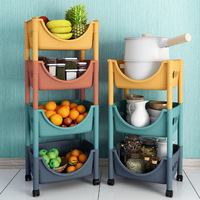 Étagère de rangement portable multi-niveaux en plastique pour jouets, à poser au sol, avec paniers à fruits et légumes