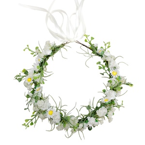 Corona de Flores para Mujer con <span class=keywords><strong>Cinta</strong></span> Ajustable - Diadema Floral para Niñas, Adorno para el Cabello, Corona, Halo para <span class=keywords><strong>Boda</strong></span> - Product Image 2