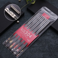 Ensemble de baguettes carrées en acier inoxydable plaqué titane, poli miroir, couleur unie, boîte cadeau, 4 paires, vente en gros