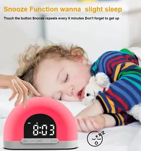2024 Fashion Design Color Night Light Sunrise Alarm Clock Wake Up Light With Touch Control Semicircle Dual Clock