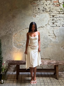 Elegante <span class=keywords><strong>Completo</strong></span> Casual da <span class=keywords><strong>Donna</strong></span> in Due Pezzi, Top con Collo all'Americana e Gonna Aderente Midi, <span class=keywords><strong>Sexy</strong></span> Set Estivo Elegante per Vacanze - Product Image 4