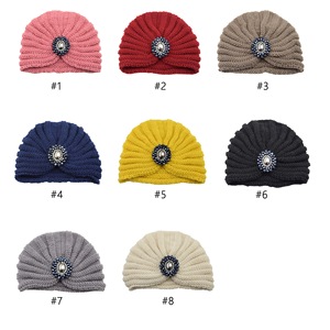 Châu Âu Và Mỹ Dệt Kim Đá Quý Ấn Độ Hat Đóng Trang Trí Len Hat Pha Lê Boho Bun Mềm Hat - Product Image 6