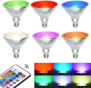 Ampoule LED Par38 étanche IP65 avec télécommande 85-265v 20w E27 variable RGBW changement de couleur PAR20 PAR30 led spot