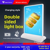 Afficheur publicitaire lumineux rectangulaire A4 double face rechargeable avec fonction de tirage pour bureau