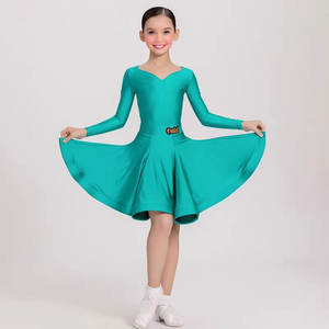 महिला लड़कियों के लिए उच्च गुणवत्ता वाली लंबी आस्तीन लेटिन नृत्य पोशाक पहने - Product Image 5