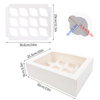 Boîte d'emballage personnalisée pour cupcakes, biscuits et desserts, en carton blanc, imperméable, haut de gamme, portable, non pliable, 12 pièces