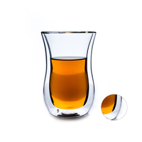 Ensemble de tasses à café et à thé en verre à double paroi isolé avec cuillère et poignée 200 ml Design à double paroi en verre Tasse à café en céramique transparente