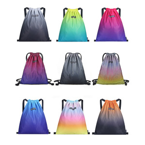Gradient Color Ombre Design Custom Drawstring Bag Recycled Polyester Sport Waterproof Drawstring Backpack Bulk Buy